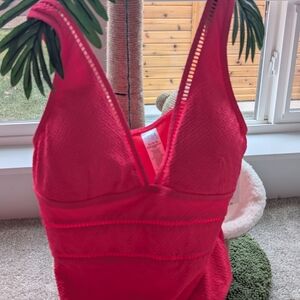 Time and Tru Women's Red One Piece Swimsuit